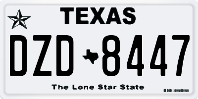 TX license plate DZD8447
