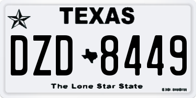 TX license plate DZD8449