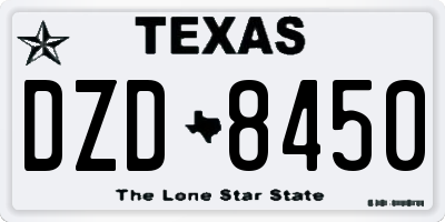 TX license plate DZD8450