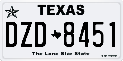 TX license plate DZD8451