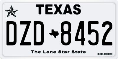 TX license plate DZD8452