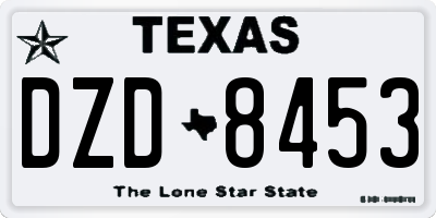 TX license plate DZD8453