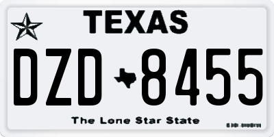 TX license plate DZD8455