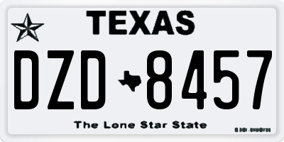TX license plate DZD8457