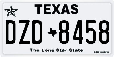 TX license plate DZD8458