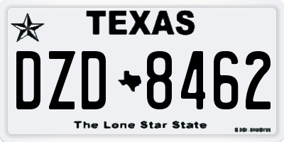 TX license plate DZD8462