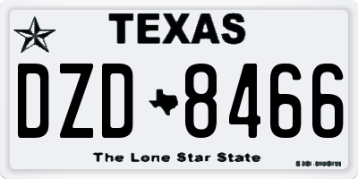 TX license plate DZD8466