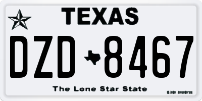 TX license plate DZD8467