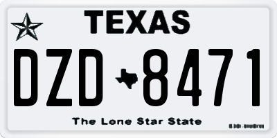 TX license plate DZD8471