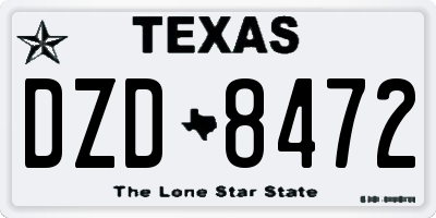 TX license plate DZD8472