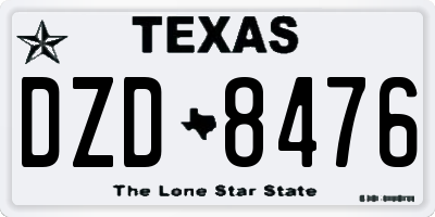 TX license plate DZD8476