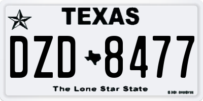 TX license plate DZD8477