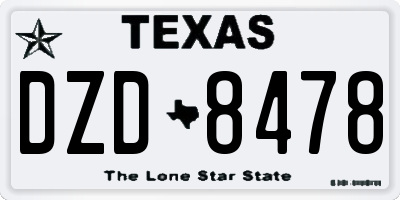 TX license plate DZD8478