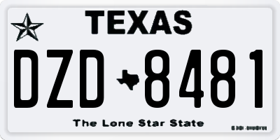 TX license plate DZD8481