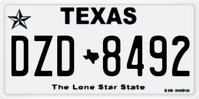 TX license plate DZD8492