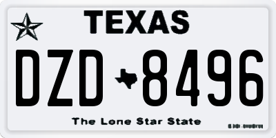 TX license plate DZD8496