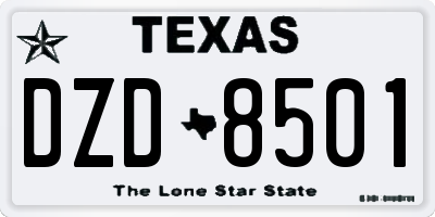 TX license plate DZD8501