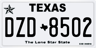 TX license plate DZD8502
