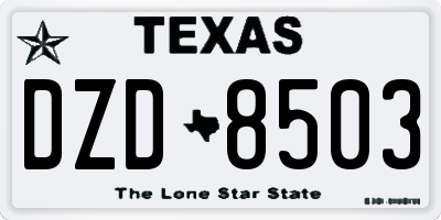TX license plate DZD8503