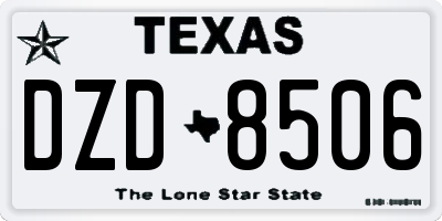 TX license plate DZD8506