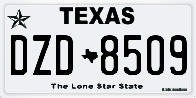 TX license plate DZD8509