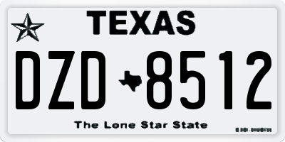 TX license plate DZD8512