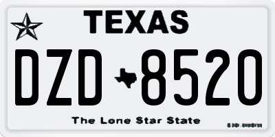 TX license plate DZD8520