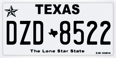 TX license plate DZD8522