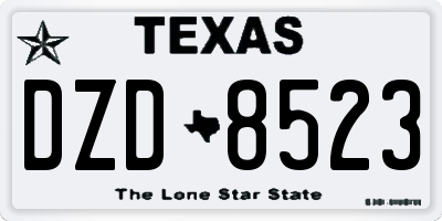 TX license plate DZD8523