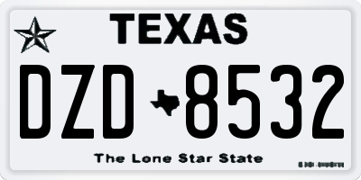 TX license plate DZD8532