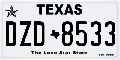 TX license plate DZD8533