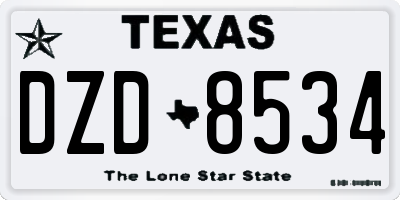 TX license plate DZD8534