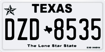 TX license plate DZD8535