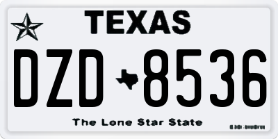 TX license plate DZD8536