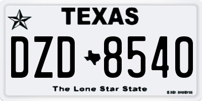 TX license plate DZD8540