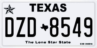 TX license plate DZD8549