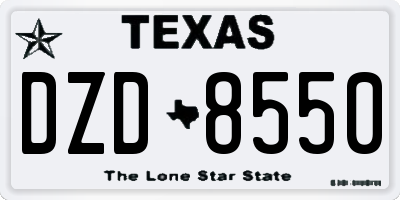 TX license plate DZD8550
