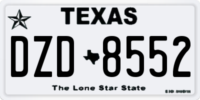TX license plate DZD8552