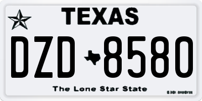 TX license plate DZD8580