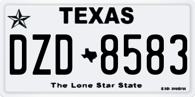TX license plate DZD8583