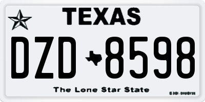 TX license plate DZD8598