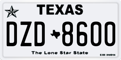 TX license plate DZD8600