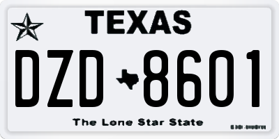 TX license plate DZD8601