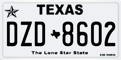 TX license plate DZD8602