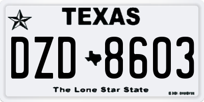 TX license plate DZD8603