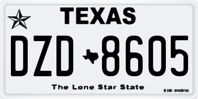 TX license plate DZD8605