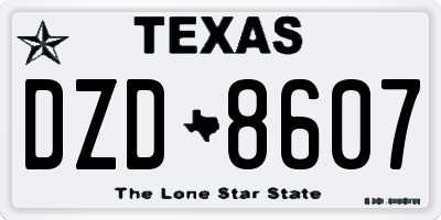 TX license plate DZD8607