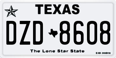 TX license plate DZD8608
