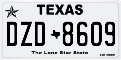 TX license plate DZD8609