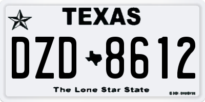 TX license plate DZD8612